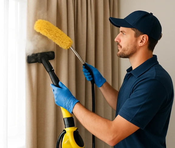 Trusted blind cleaning technician Matty Curtain Cleaning mermaid-waters QLD
